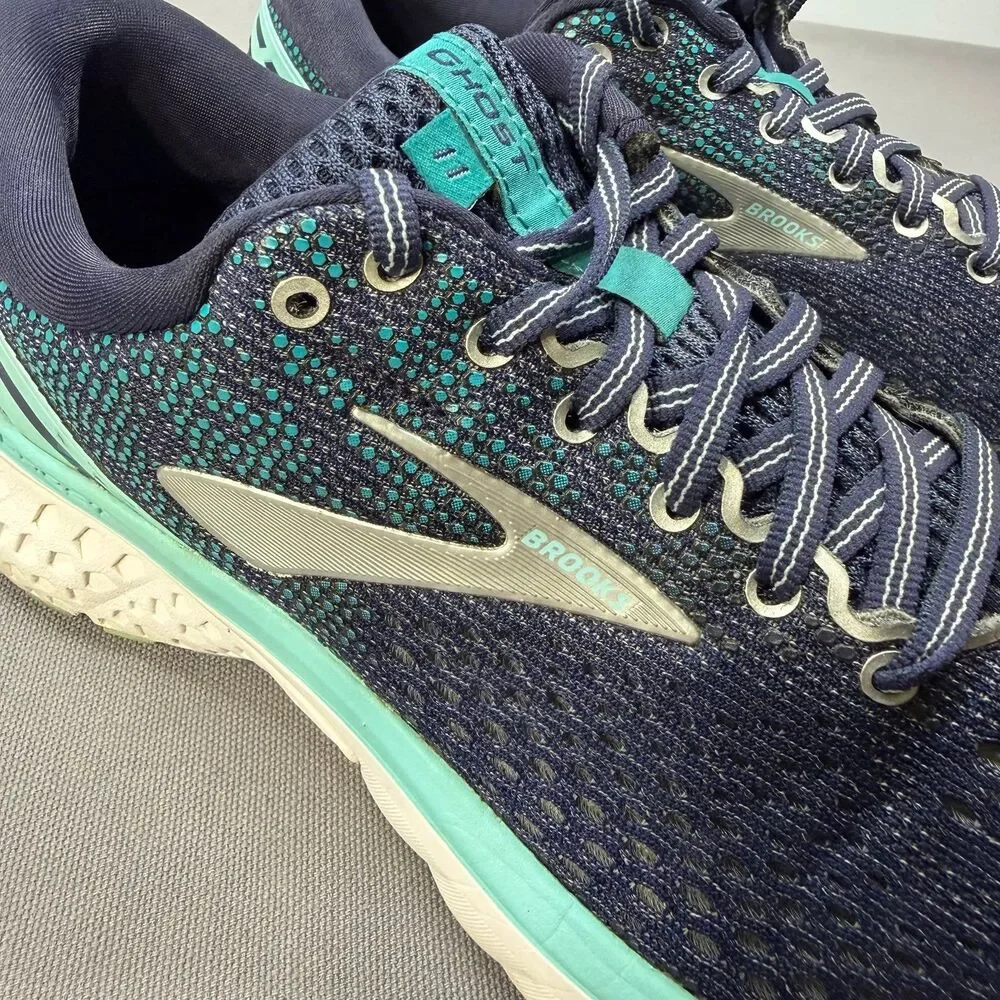 Brooks Ghost 11 Running Shoes Women’s US 9 Wide D Navy Teal Athletic Walking